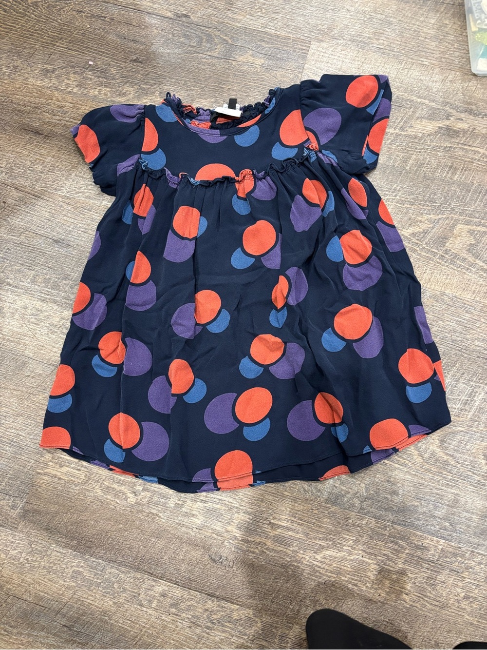 Marc Jacobs Navy Short Sleeve Dress with Red, Purple, and Blue Polka Dots